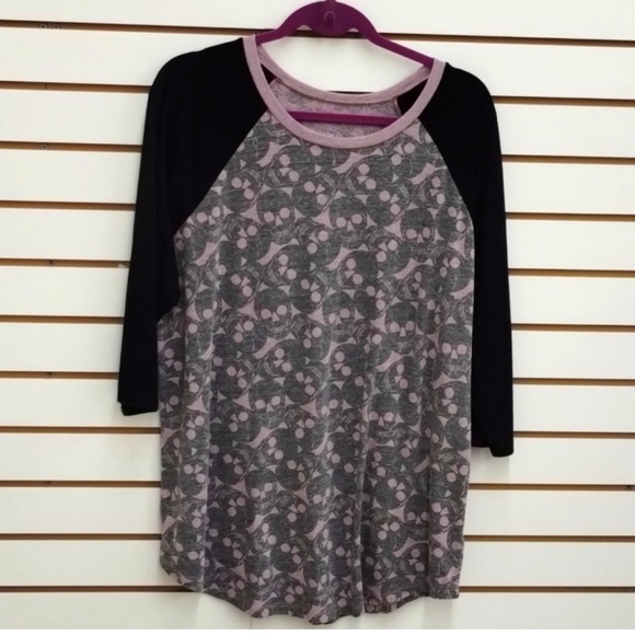 Torrid 1 Raglan Tee - Triblend Jersey Skulls Black - Picture 2 of 3